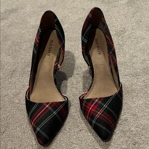 Old Navy Women's Tartan Heels - Red, Black, and Green